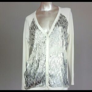 Haute hippie vneck cardigan silverembellished sz s